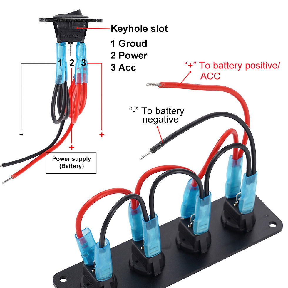 Thumbnail: 12V USB Toggle Switch Panel 1-4 Gang Car Boat Marine RV Truck Blue LED Styling A