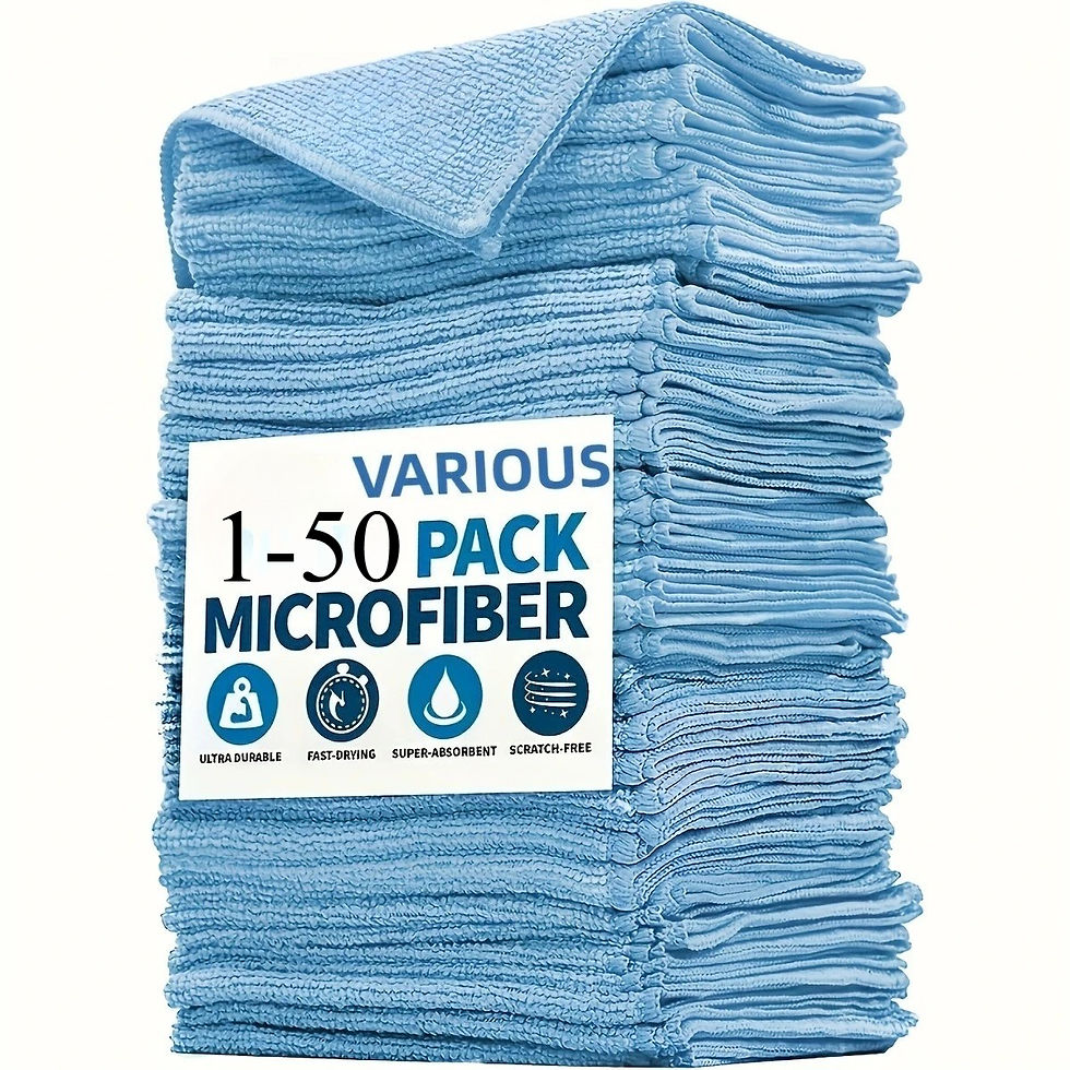 Thumbnail: 5-50pcs Light Blue Microfiber Car Wash Towel, Soft Absorbent Fast Drying Cleanin