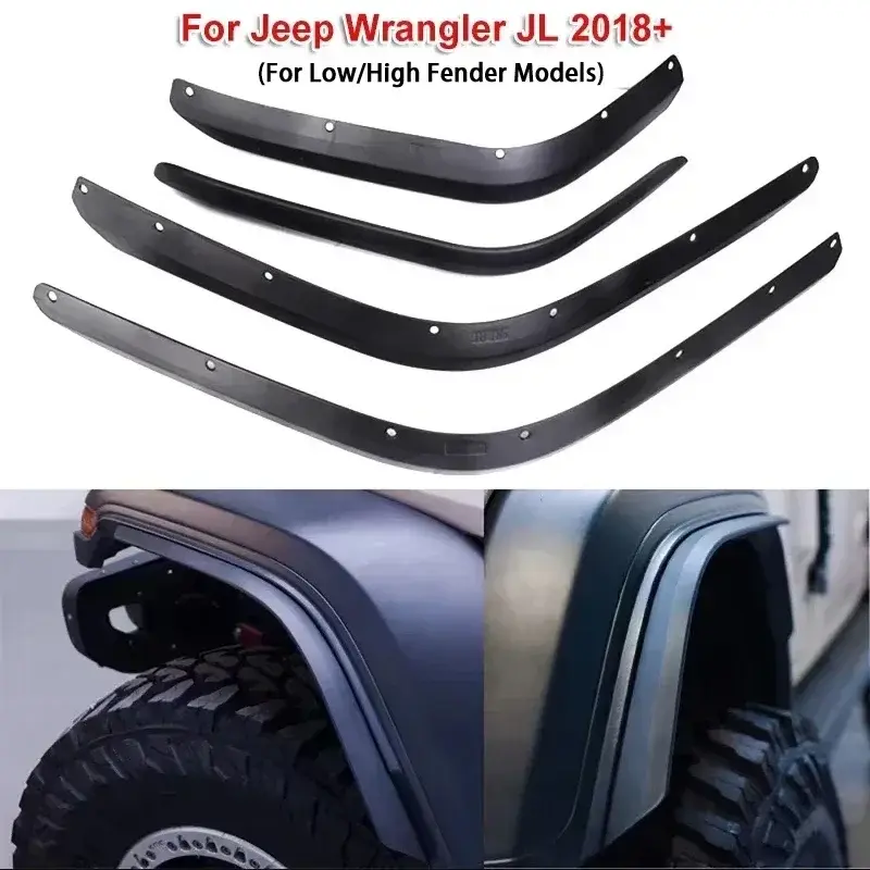 4pcs Car Front Rear Wheel Fender Flares for Jeep Wrangler JL 2018+ (For Low/High