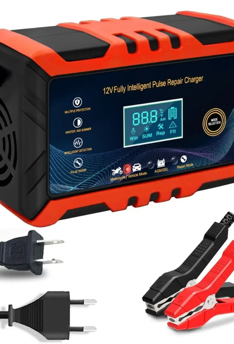 12V Intelligent Car & Motorcycle Battery Charger with LCD Display Pulse Repair A