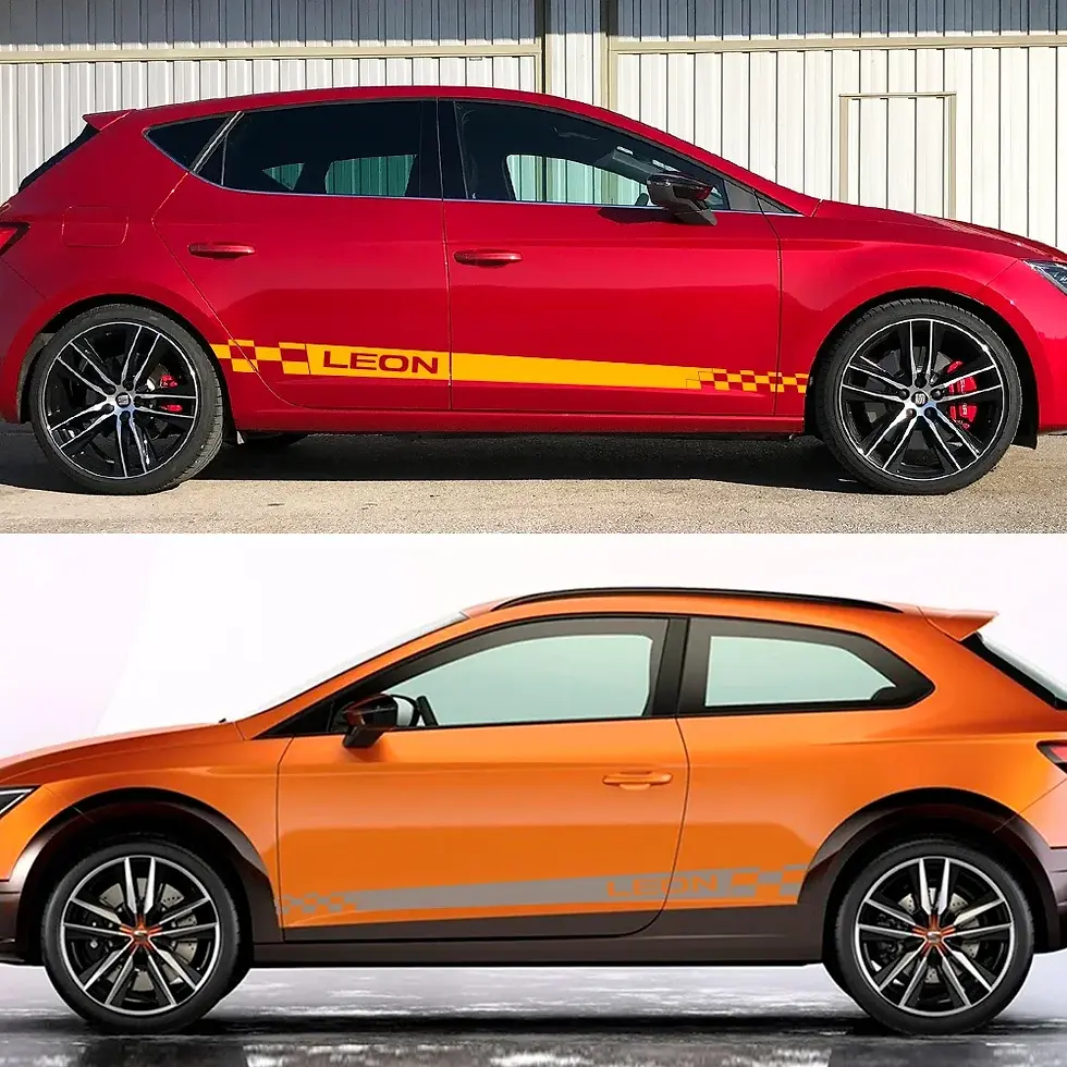 Thumbnail: 2PCS Car Door Side Skirt Lattice Vinyl Stickers Racing Graphical Auto Body Decor