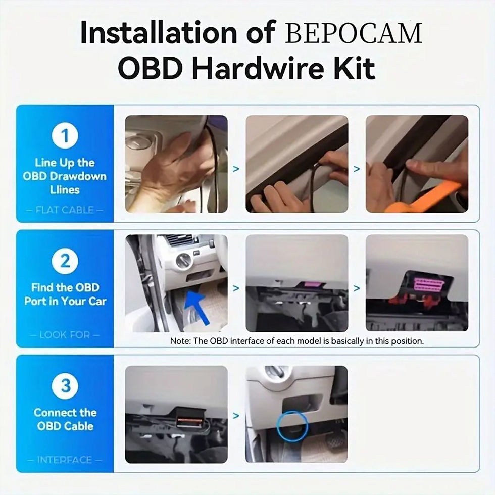 Thumbnail: 12-24V To 5V/3A OBD To Type C Charger Power Cable For Dash Camera Car DVR 24h Pa