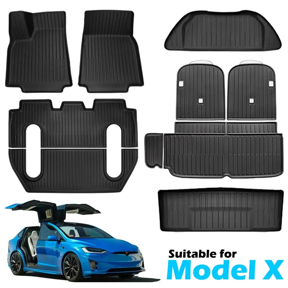 BEVO Floor Mats for Tesla Model X 5 6 7 Seater 2024 2023-2016 All Weather Waterp