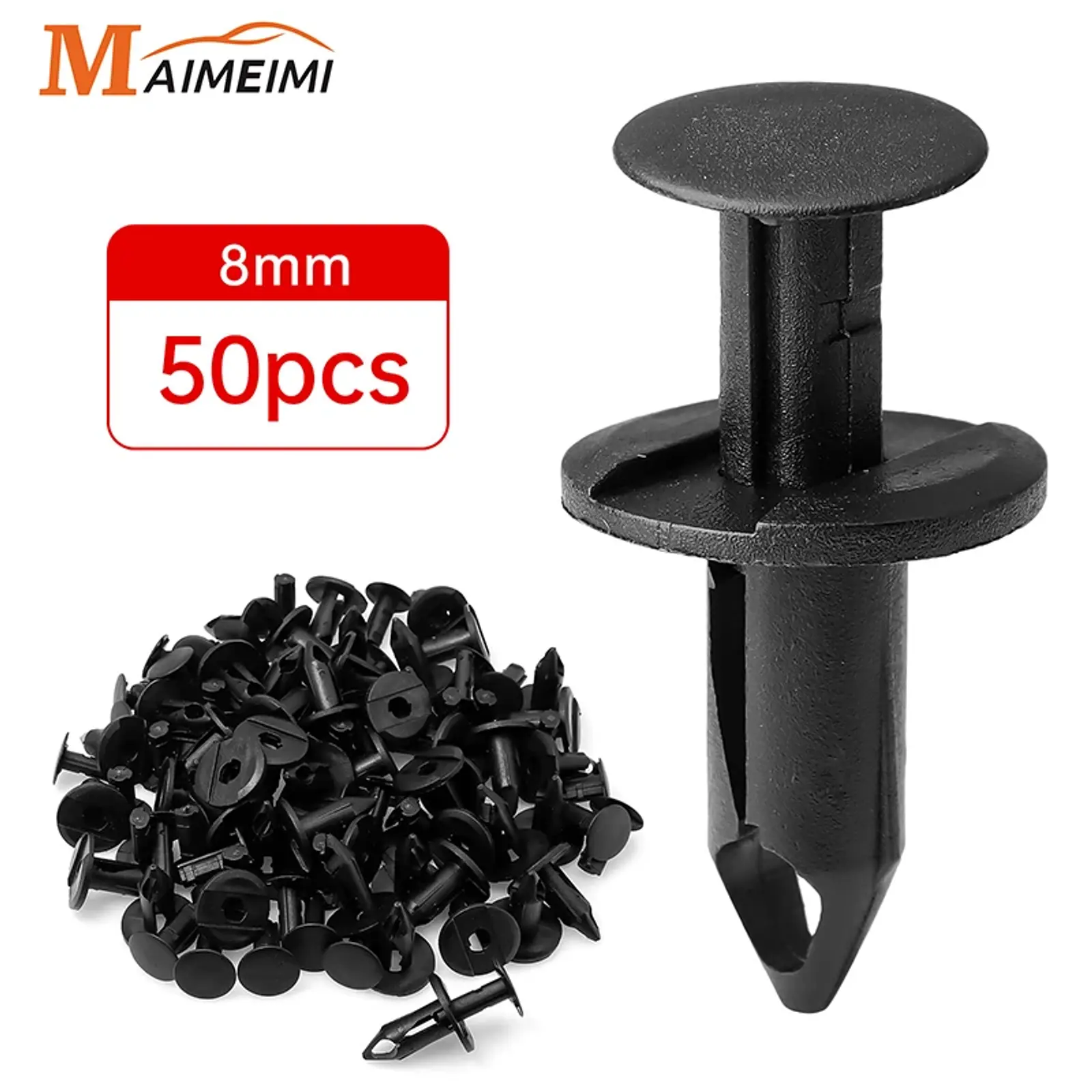 50pcs 8mm Auto Fasteners Rivets Clips Car Bumper Door Panel Fender Liner Clips R