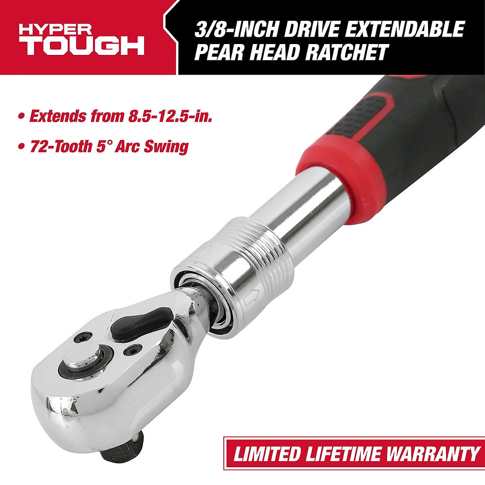 Thumbnail: Hyper Tough 3/8-inch, 72-Tooth,  5-Degree Arc Swing Pear Head Ratchet with ..