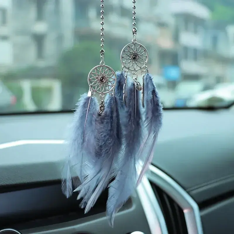 Thumbnail: Dream Catcher Car Pendant for Girls Feather Mirror Hanging Pendant Home Decor Lu