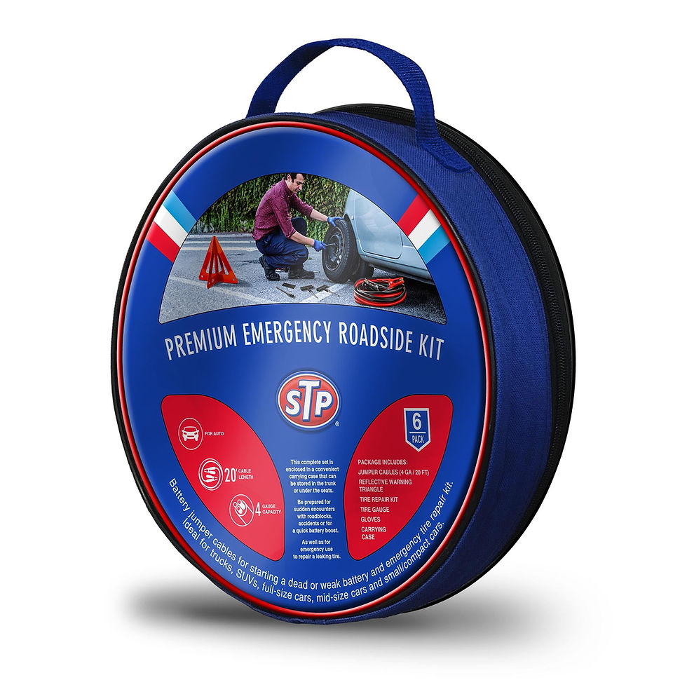 Thumbnail: STP Emergency Roadside 5-Piece Kit w/ Jumper Cables, Warning Triangle, Tire..