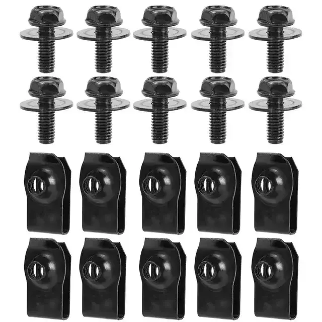 Thumbnail: 10/20PCS Automotive U-Nut Clip Fasteners Metal Bolt Screws M6 Underhood Splash G