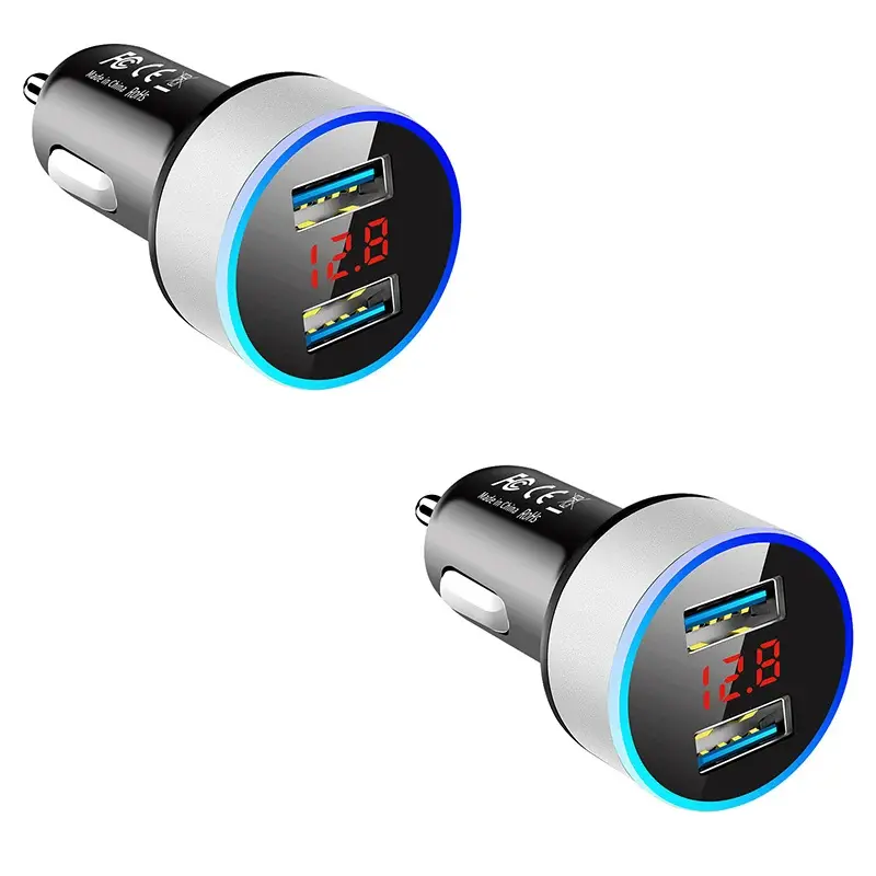 Thumbnail: 5V 3.1A Car Charger Dual USB QC Adapter Cigarette Lighter LED Voltmeter For All