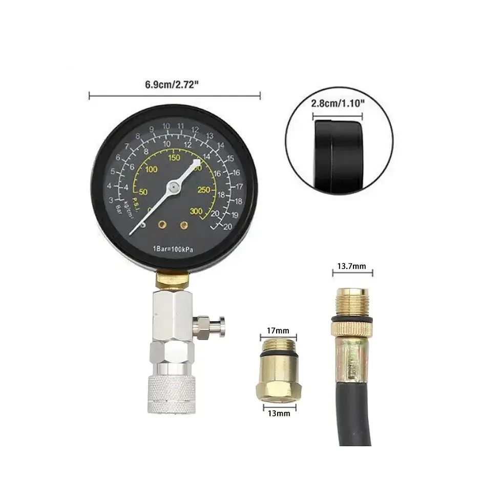 Thumbnail: Engine Cylinder Compressions Tester Kit 0-300PSI Pressure Gauge Check Test Tool