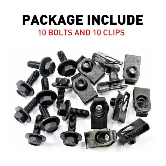 Thumbnail: Car U-nut Clips Fastener Metal Bolts Screw Fender Bumper Buckle Rivet Screws U-T