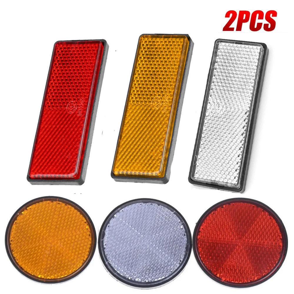 2x Self Adhesive Reflector Rectangular Round Safety Mark Signal Strip Reflective