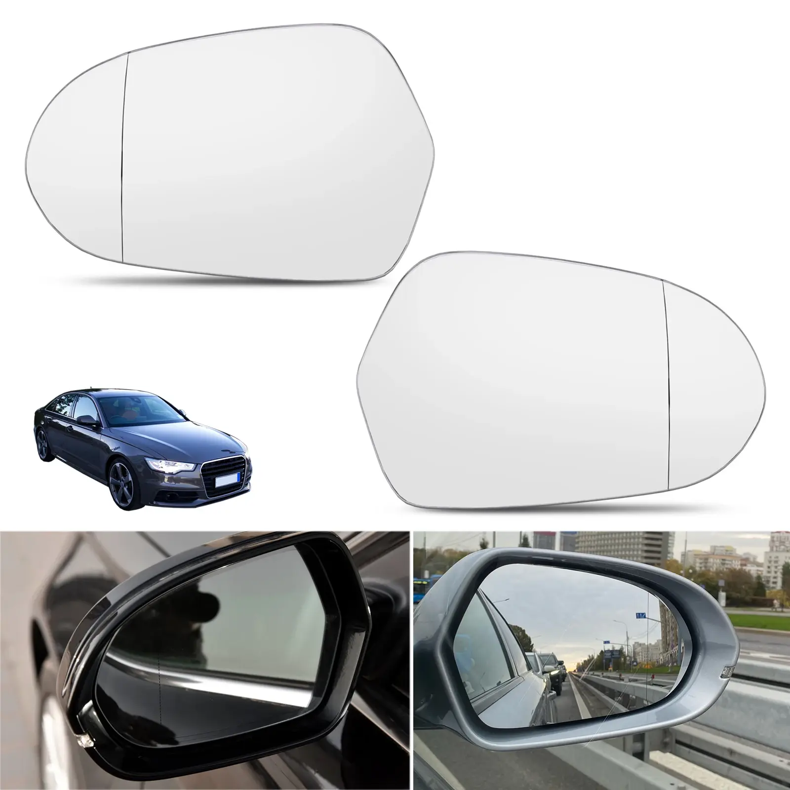 Side Mirror Glass For Audi A6 C7 C7.5 S6 4G 2012 2013 2014 2015 2016-2018 Rear V