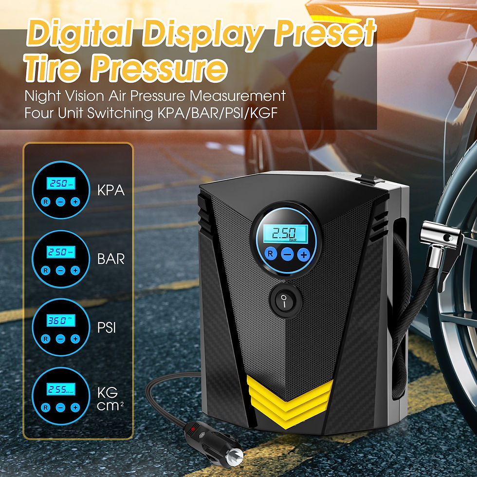 Thumbnail: Qunler Tire Inflator, Portable Air Compressor for Car, Auto Air Pump with L..