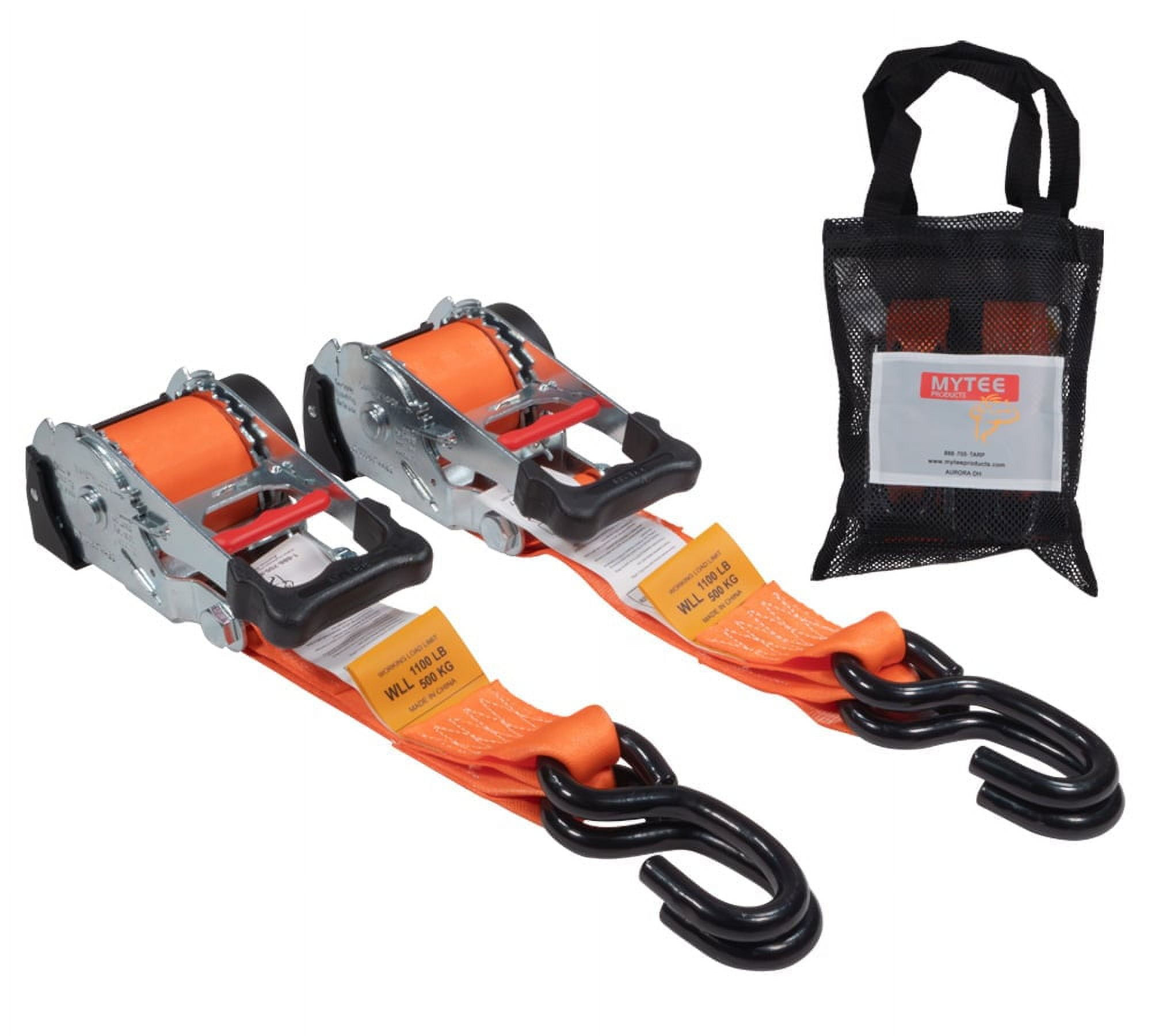(2 Pack) Orange 2" x10' Auto Retract Ratchet Straps | Quick n Easy Retracta..