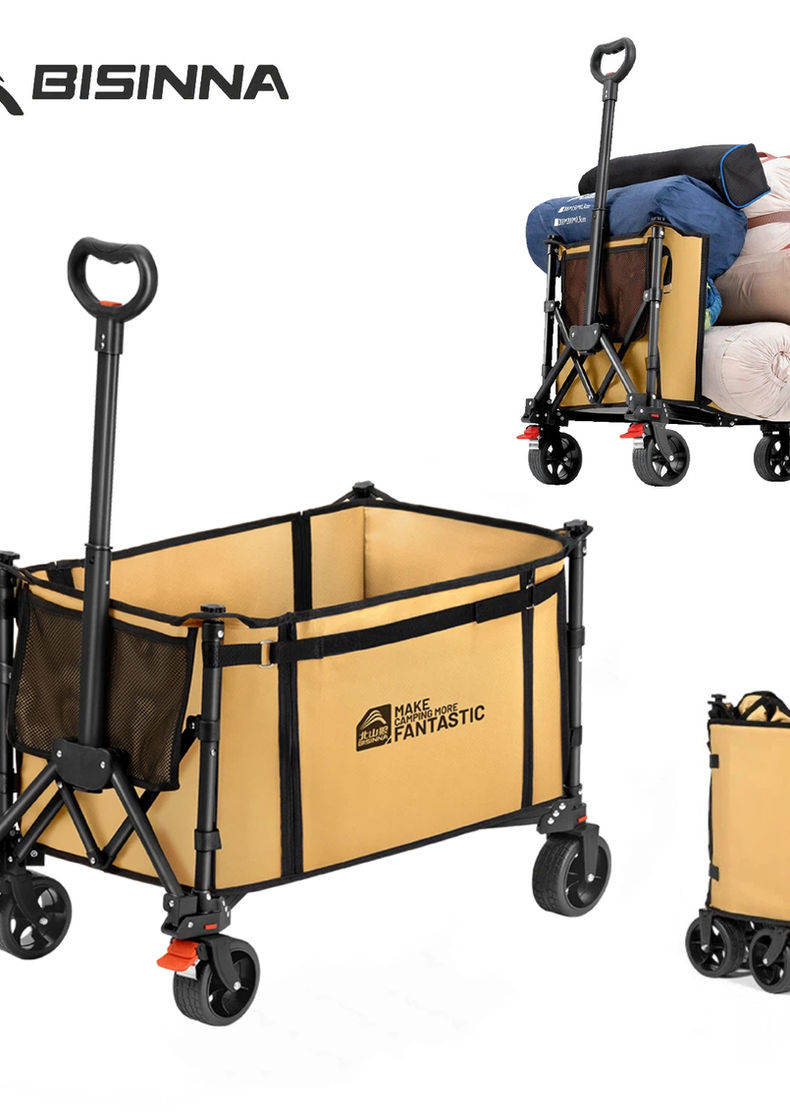 BISINNA Camping Folding Wagon With Double-Sided Opening Portable All-Terrain Whe