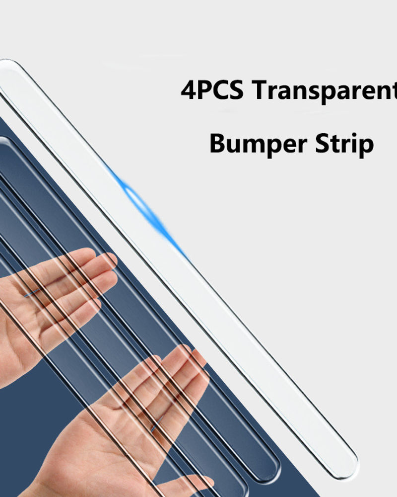 4PCS Extended Car Door Bumper Strip Transparent Body Protector Anti-scratch & An