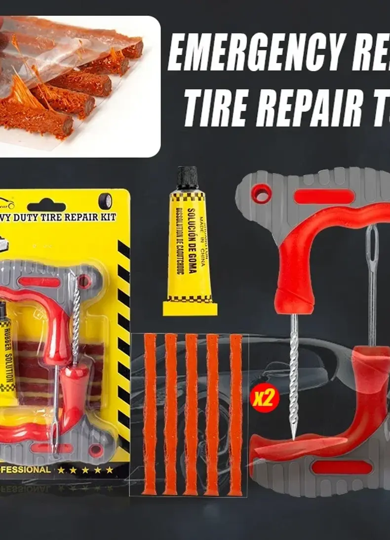 Car Tire Repair Tool Kit Rubber Tubeless Tyre Puncture Repair Kit Studding Tool