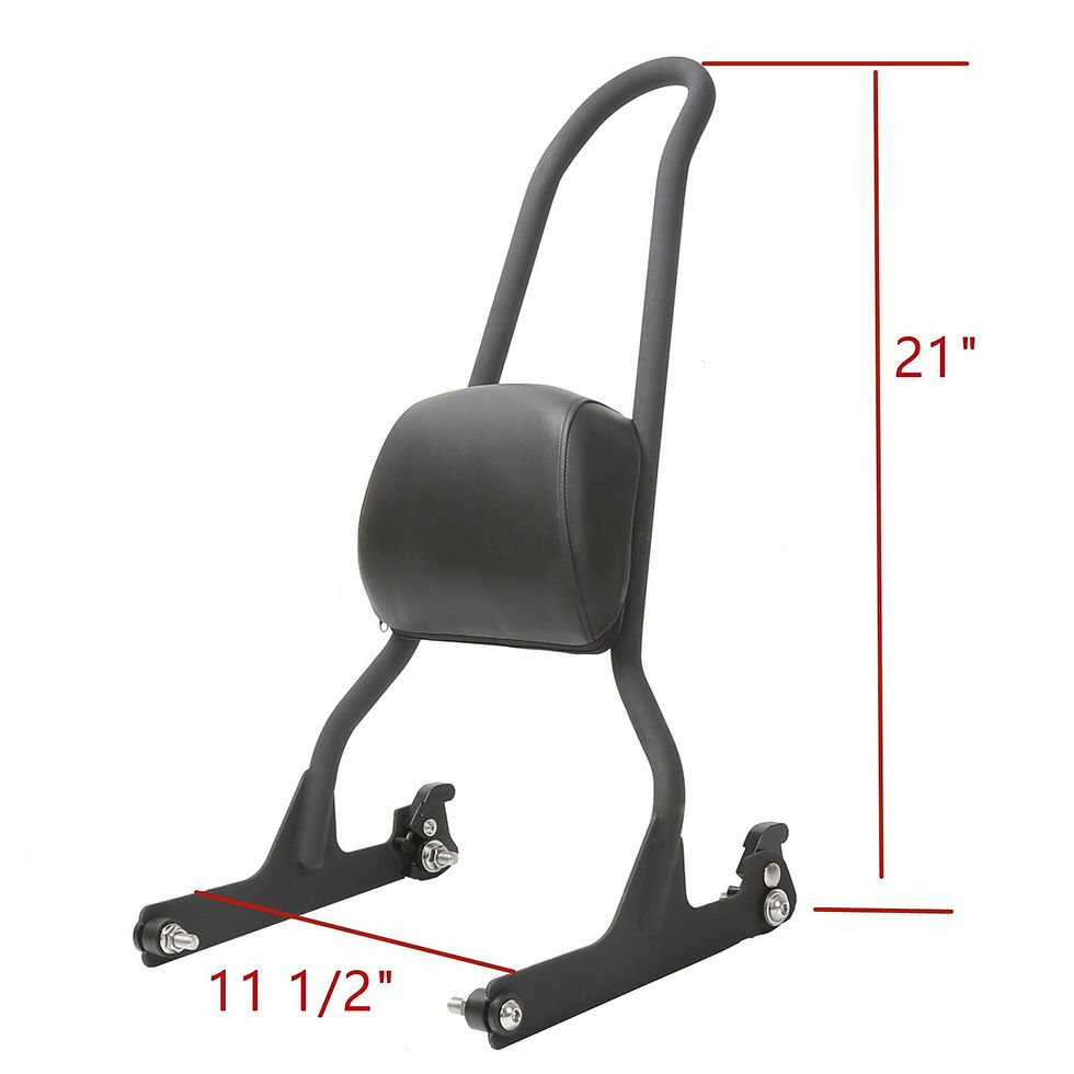 Thumbnail: Kojem Motorcycle Black Detachable Adjustable Steel Sissy Bar and Passenger ..