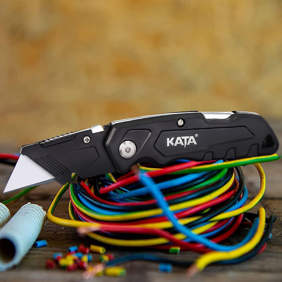 Thumbnail: KATA 4-PACK Folding Utility Knife, Box Cutter with Belt Clip, 20pcs SK5 Qui..