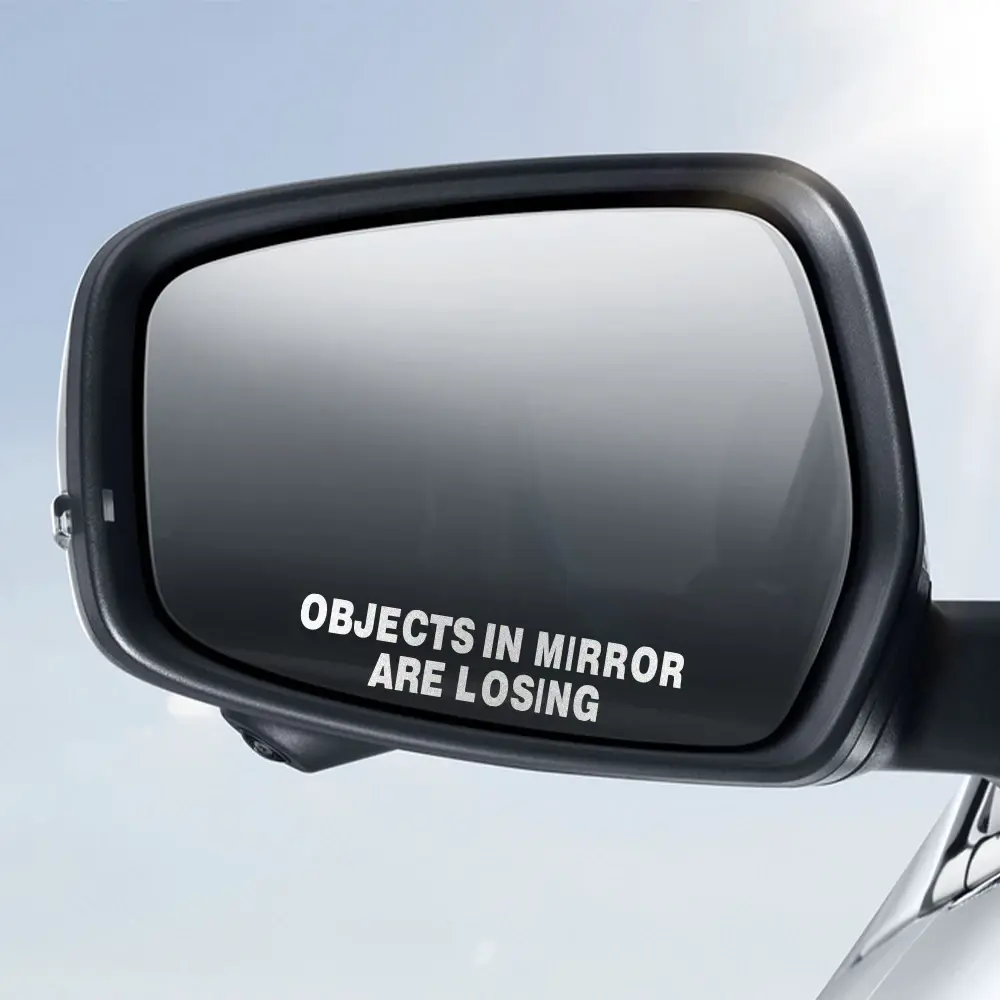 2PCS Objects in Mirror Are Losing Sticker Car Rearview Mirror JDM Racing Reflect