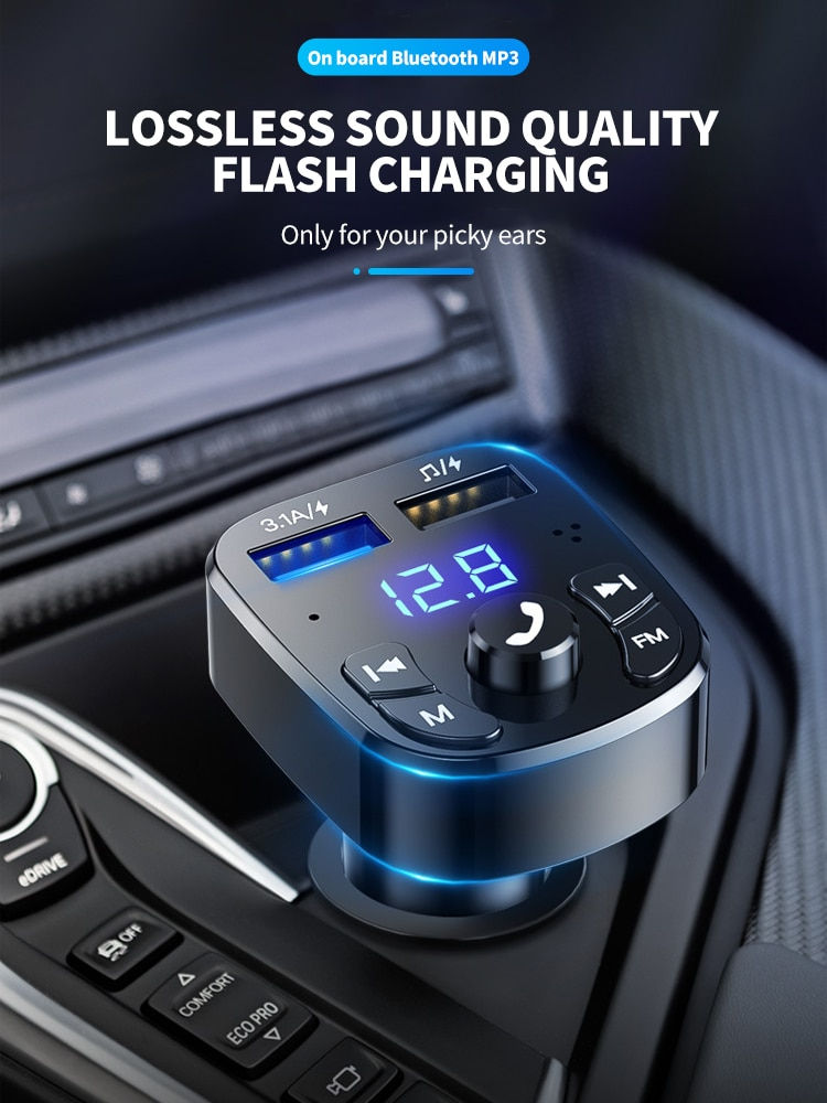 Thumbnail: Car Mp3 Player Dual Usb Fast Charger Fm Bluetooth Receiver Bluetooth Compatible