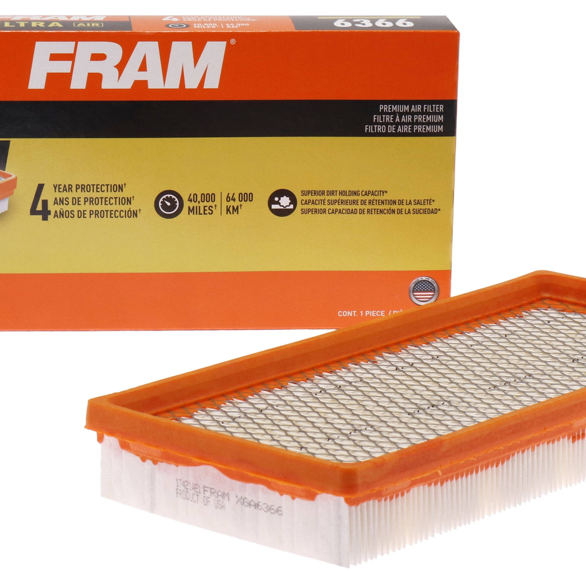 FRAM Ultra Air XGA6366, Premium Engine Air Filter, Replacement Filter for S..