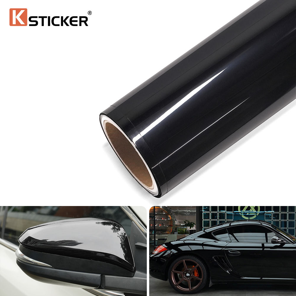 Glossy Black Color Vinyl Car Wrap Sticker Cover Sheet Adhesive Film Exterior Aut