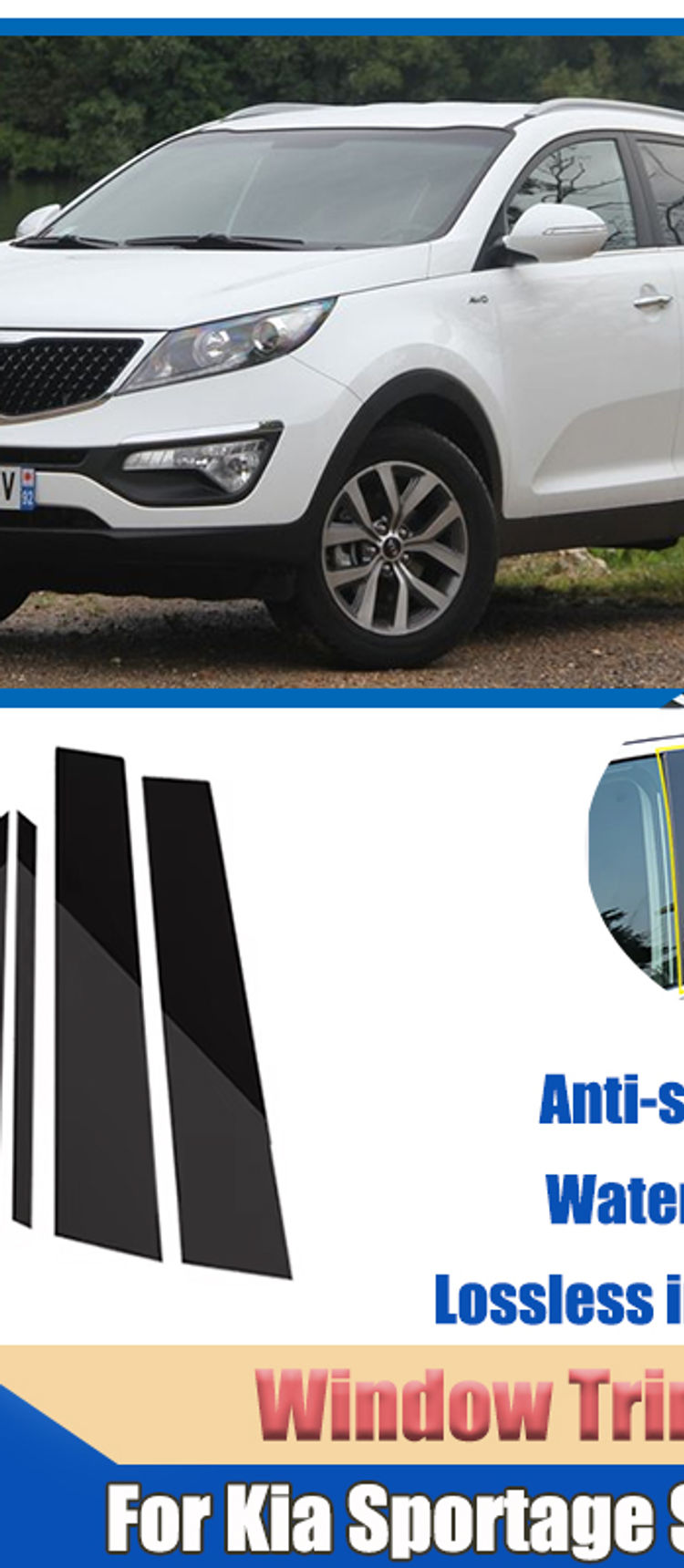 For Kia Sportage 2014 SL 2011~2016 2012 2013 2014 6pcs Window Trim Cover B C Pil