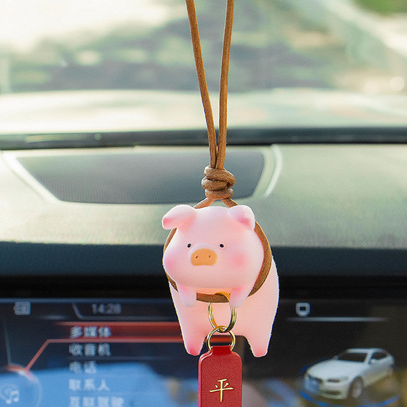 Thumbnail: Pink Cute Pig Car Accessories Swing Pig Car Pendant Auto Rearview Mirror Pendant