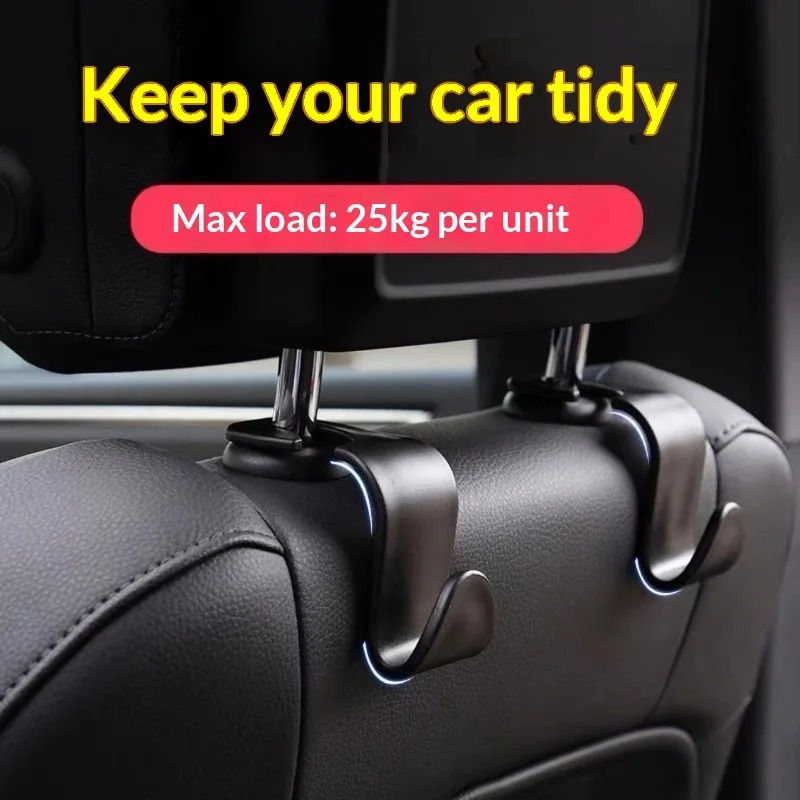 Thumbnail: 4Pcs Car Headrest Hooks Hanger for Bags Seat Back Organizer Holder Clips Auto Fa
