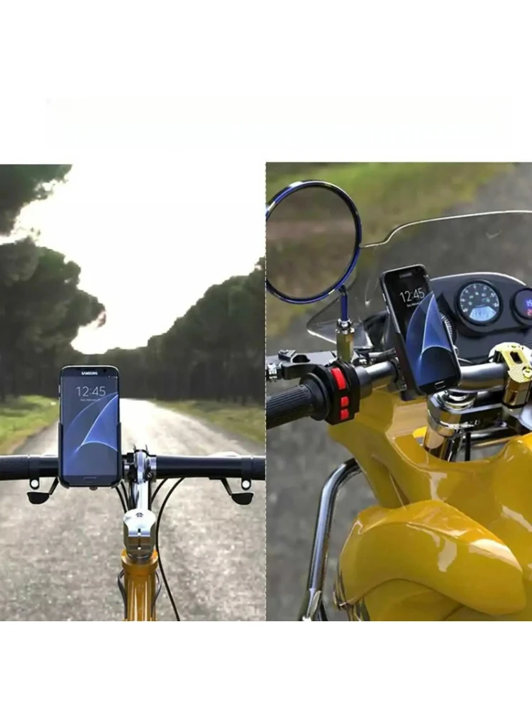 Thumbnail: Motorcycle Bike Phone Stand Holder 360 Rotatable Handlebar Aluminum Alloy Phone