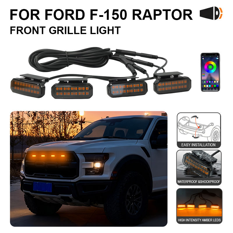 FOR Ford F-150 Car center grid small yellow light single color color snap LED hi