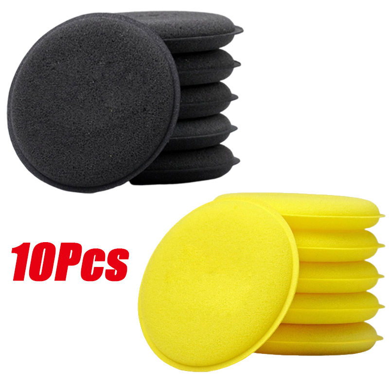 Thumbnail: 10Pcs Round Car Waxing Polish Wax Foam Sponge High Density Applicator Pads Clean