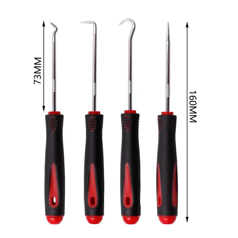 Thumbnail: 4pcs Car Pick Hook Set, O-Ring Seal Remover, Oil Seal Puller, Auto Repair Tools
