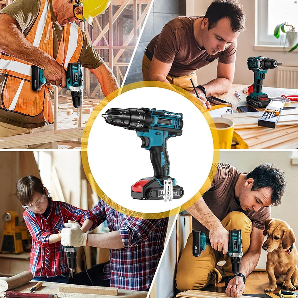 Thumbnail: Boreas 21V Cordless Power Drill Set, Power Drill Driver Kit with 2 Lithium-..