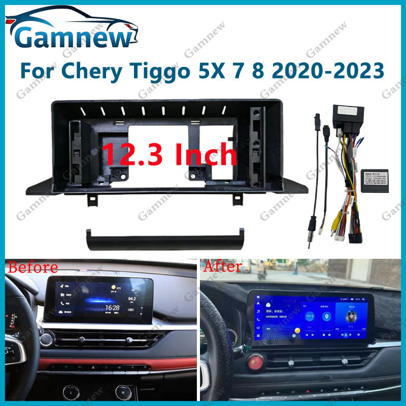 12.3 Inch Car Frame Fascia Cable Adapter Android Radio Audio Panel Kit For Chery