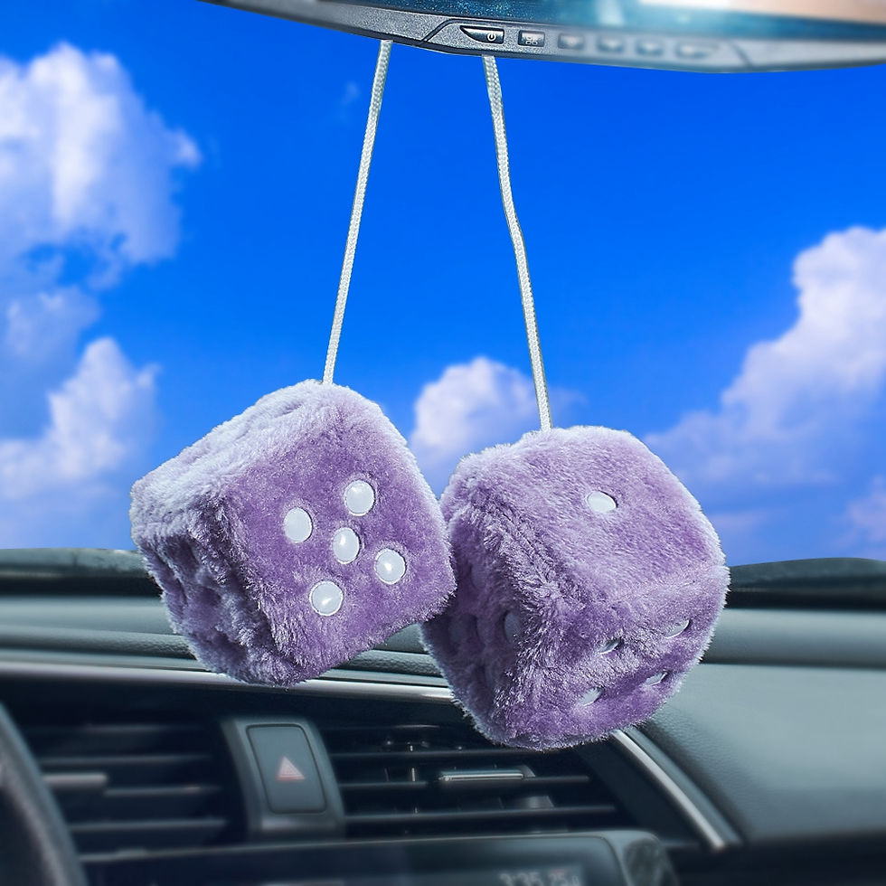 Thumbnail: Small Furry Plush Dice Craps Pendants for Car Rearview Mirror, Hanging Ornaments