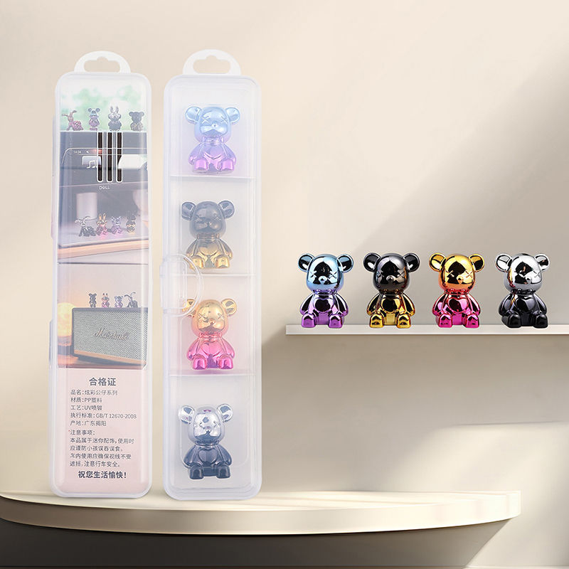 Thumbnail: 4 PCS Cute Cartoon Bear Car Interior Decorations Car Center Console Ornaments