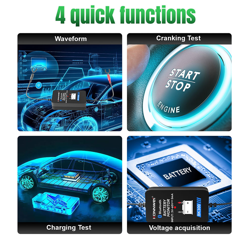 Thumbnail: KONNWEI BK300 Battery Monitor BT 5.0 for 12V/24V lead-acid car truck starting ba