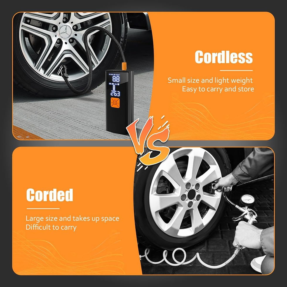 Thumbnail: Portable Tire Inflator for Car Tires with Tire Pressure Gauge 150 PSI