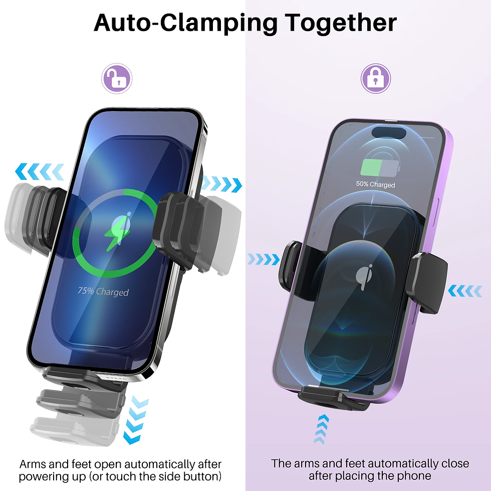 Thumbnail: OWNTECH Wireless Charging Car Charger Mount, Fast Auto Clamping Car Charger Phon