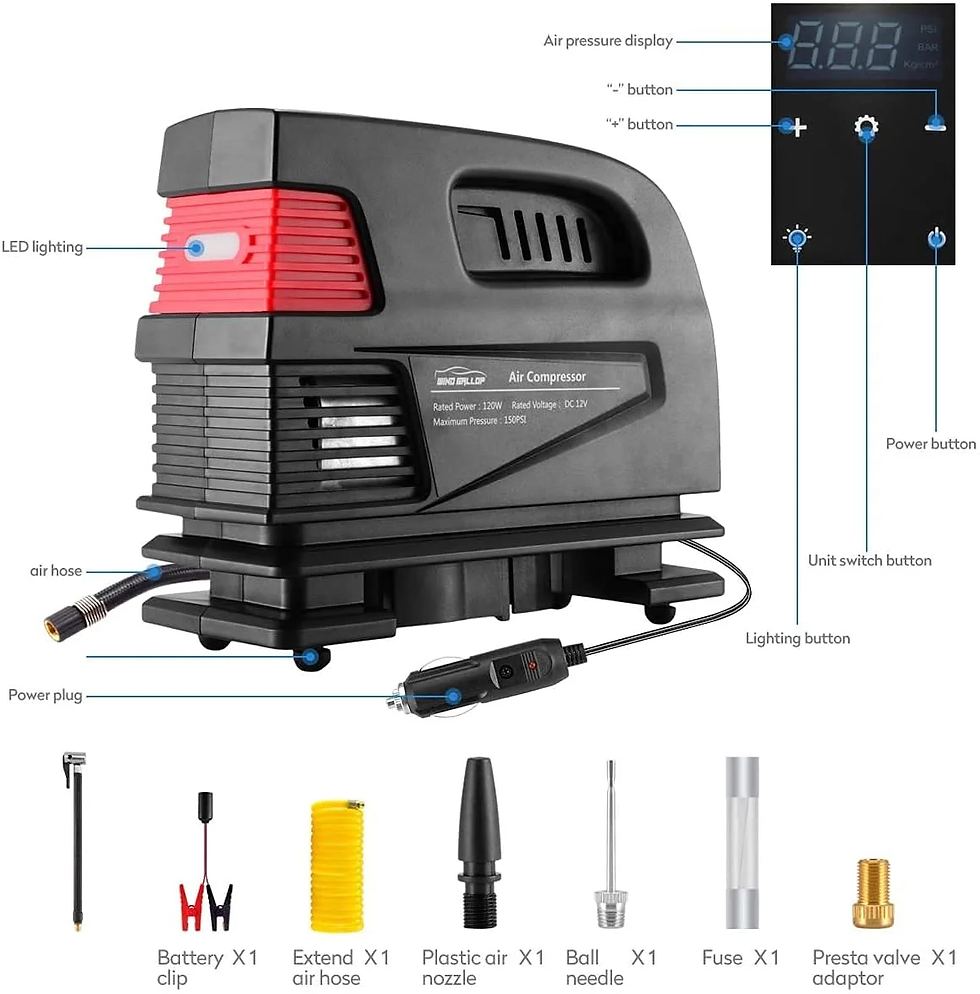 Thumbnail: Digital Tire Inflator Portable Air Compressor for Car Tires 12V DC Tire Pump Hea