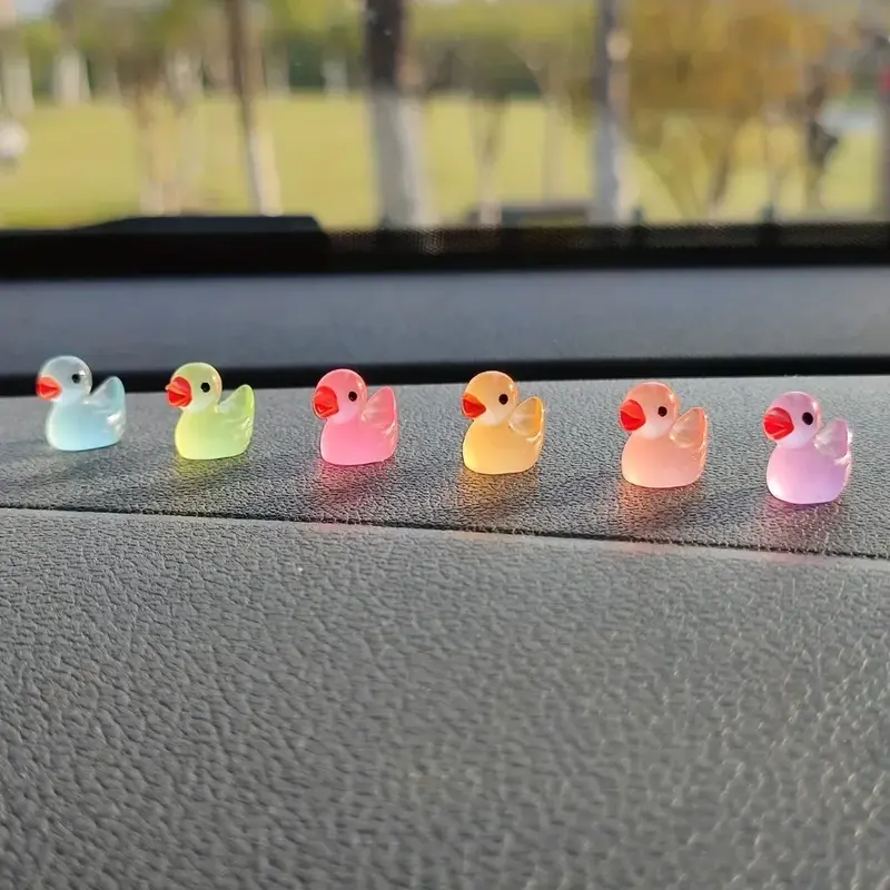 Thumbnail: 10Pcs Glow-in-the-Dark Resin Duck Set - Durable and Cute Car Dashboard Decor for