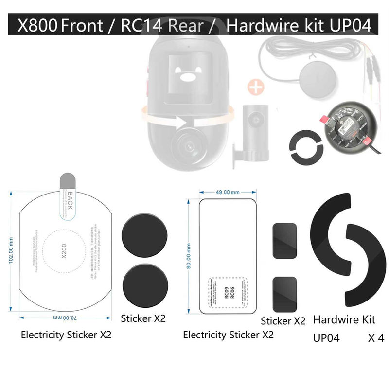 For 70mai Omni X800 Dash Cam Smart Film and Static Stickers for 70mai Rear camer
