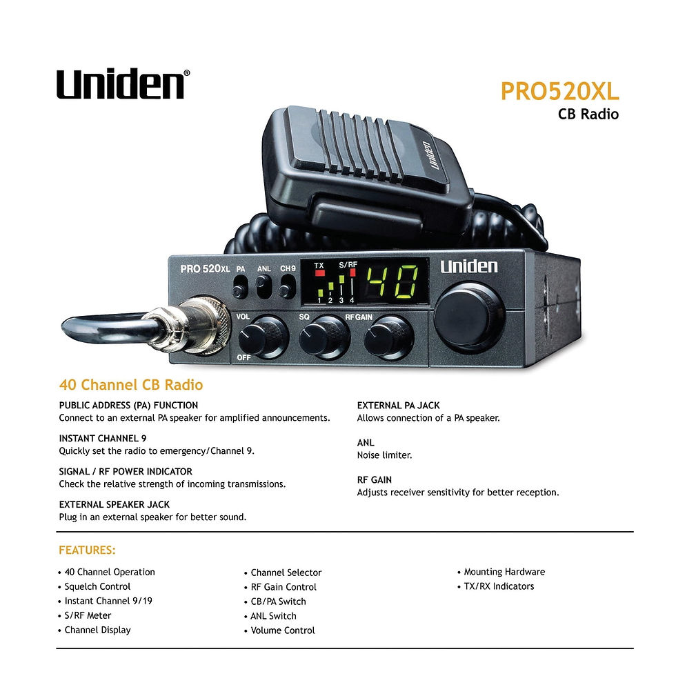 Thumbnail: Uniden PRO520XL Pro Series Bearcat 40-Channel Compact CB Radio, PRO520XL