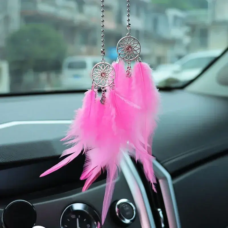 Thumbnail: Dream Catcher Car Pendant for Girls Feather Mirror Hanging Pendant Home Decor Lu