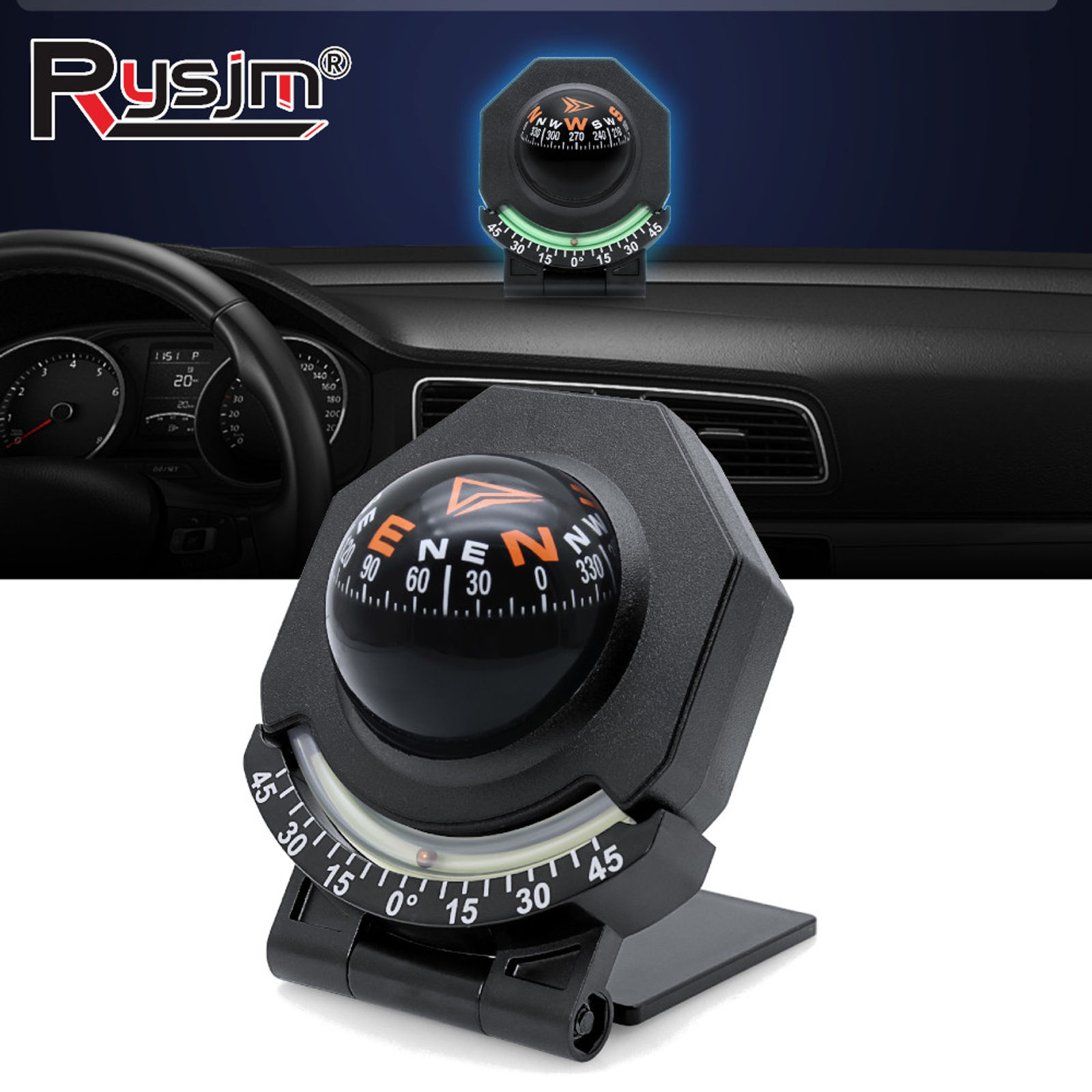 High Precision Navigation 2IN 1 Inclinometer Marine Car Compass Car Dashboard Co