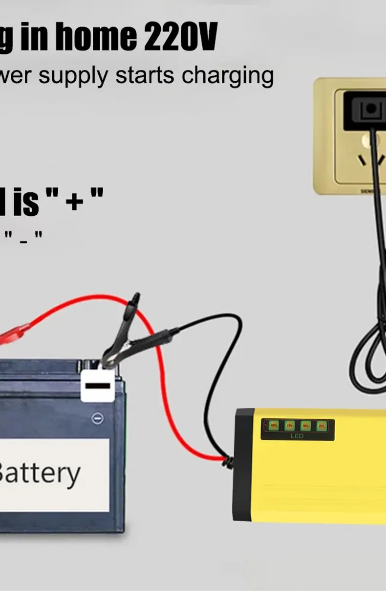 Thumbnail: 12V 2A Pulse Repair Charger Car Battery Charger EU/US Plug LED Display Motorcycl