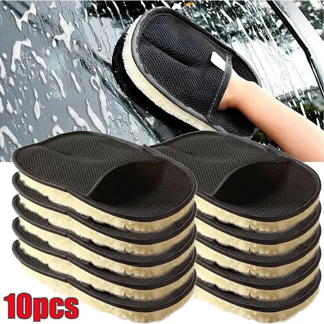 1/10Pcs Car Cleaning Sponge Glove Car Polishing Washing Mitt Gloves Microfibre W